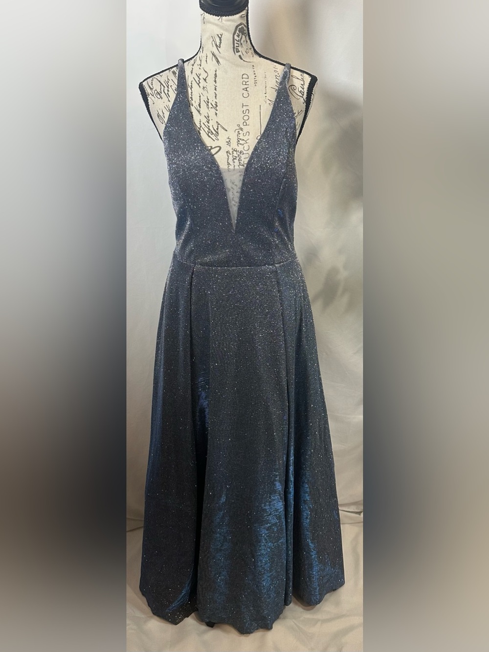 My Michelle Sparkling Navy Plunge Midi Dress - Picture 2 of 12